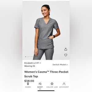 Figs Casma Three-Pocket scrub top in Graphite - Size: M